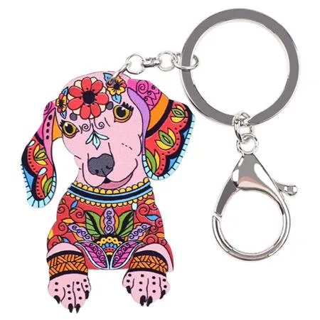 Acrylic Statement Dog Jewelry Key Chain Key Pom Gift for Women & Girl