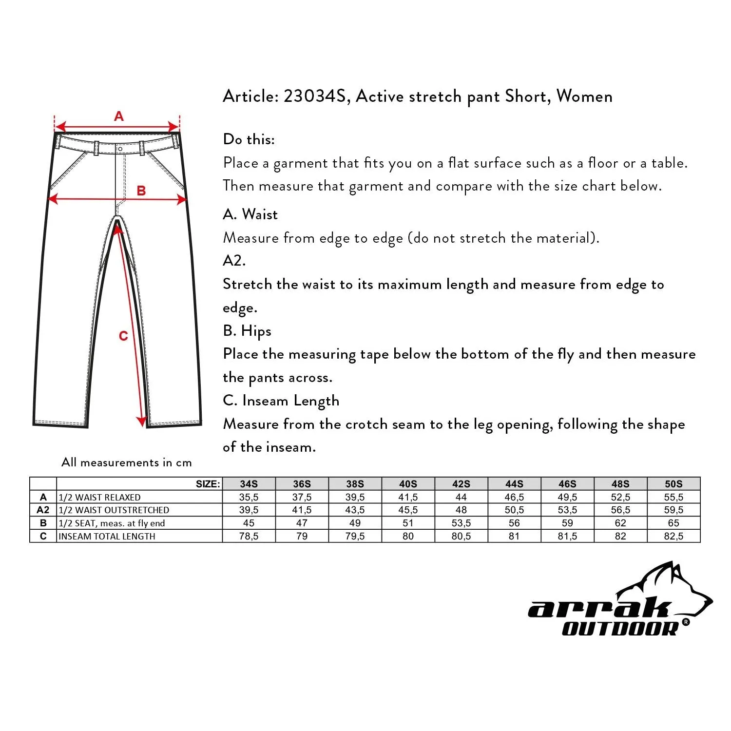 Active Stretch Pants Lady Khaki (Short)