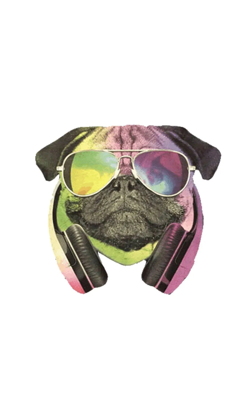 AFONiE Colorful D.J Pug Men T-Shirt Soft Cotton Short Sleeve Tee