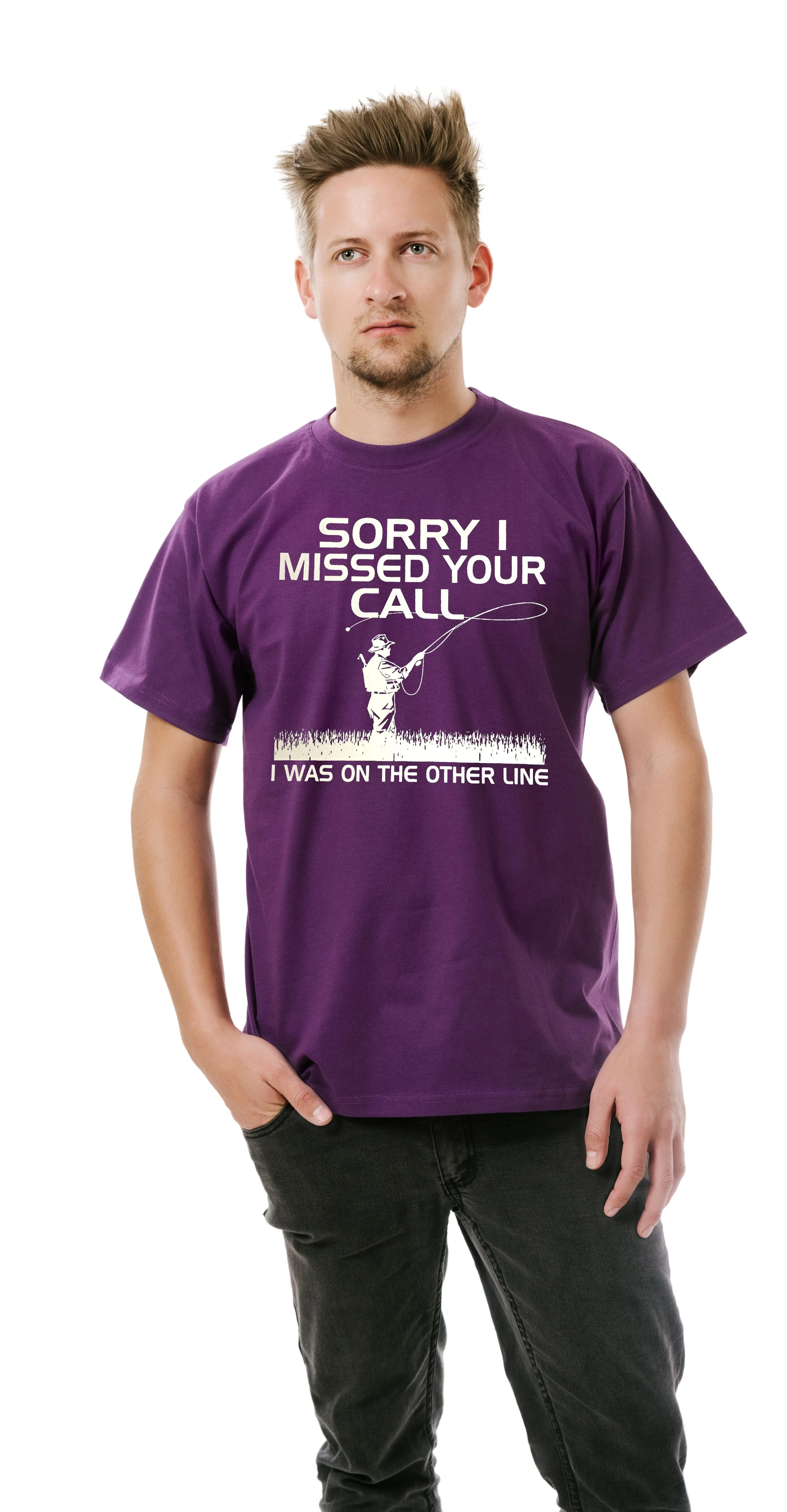 AFONiE Sorry I Missed Your Call- Funny Fishing Men T-Shirt