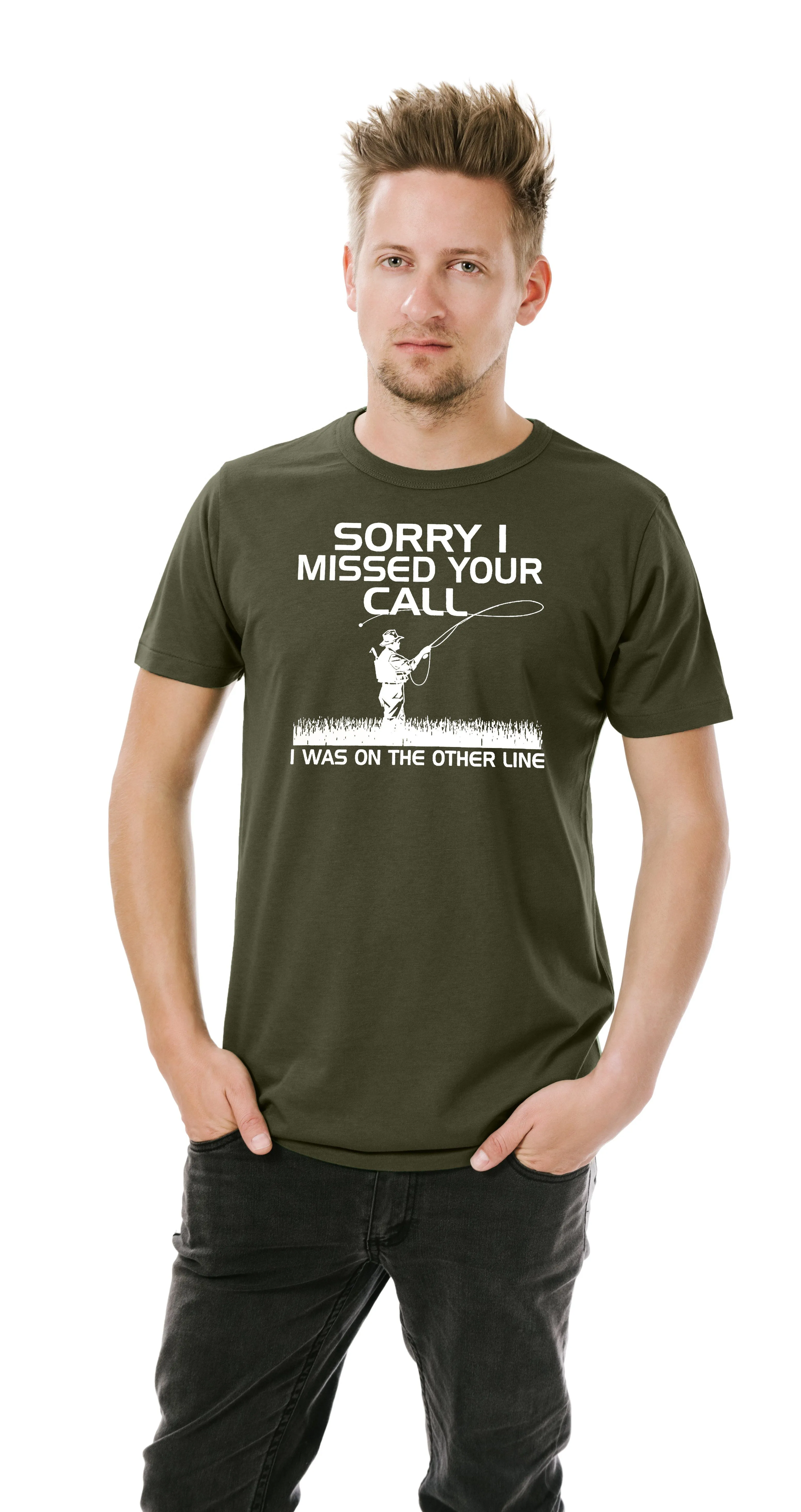 AFONiE Sorry I Missed Your Call- Funny Fishing Men T-Shirt