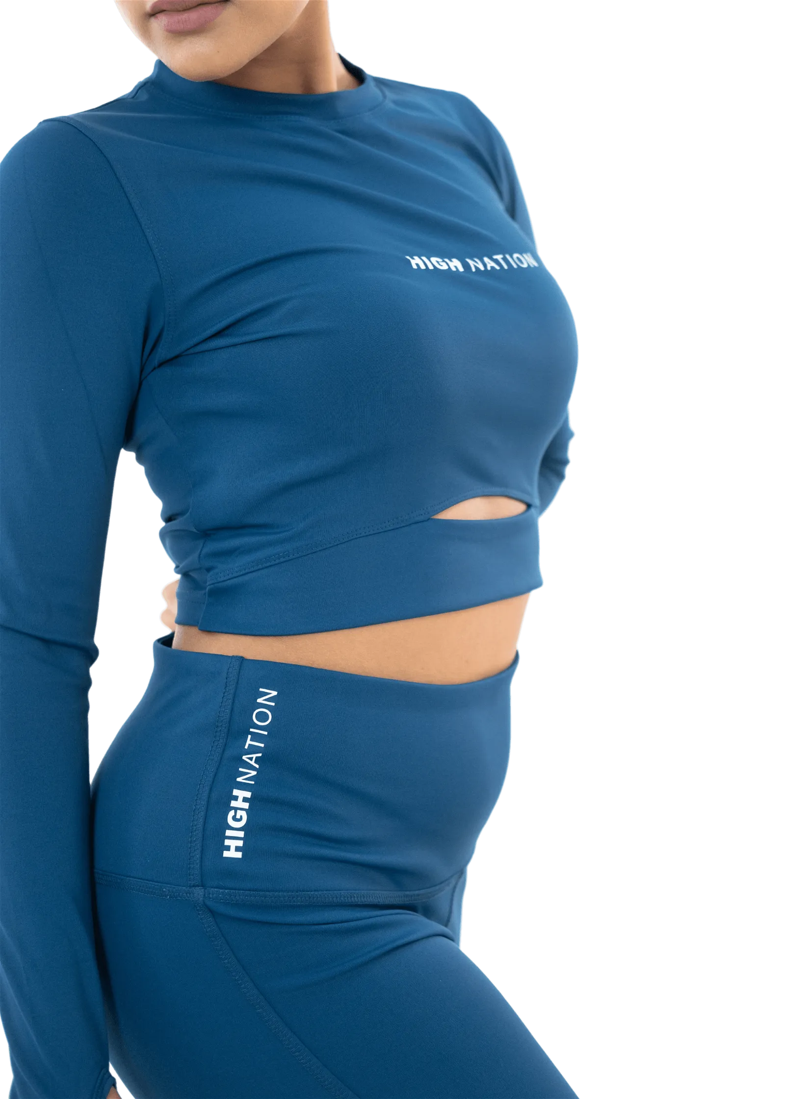 Airforce Blue Thumbhole Crop Top