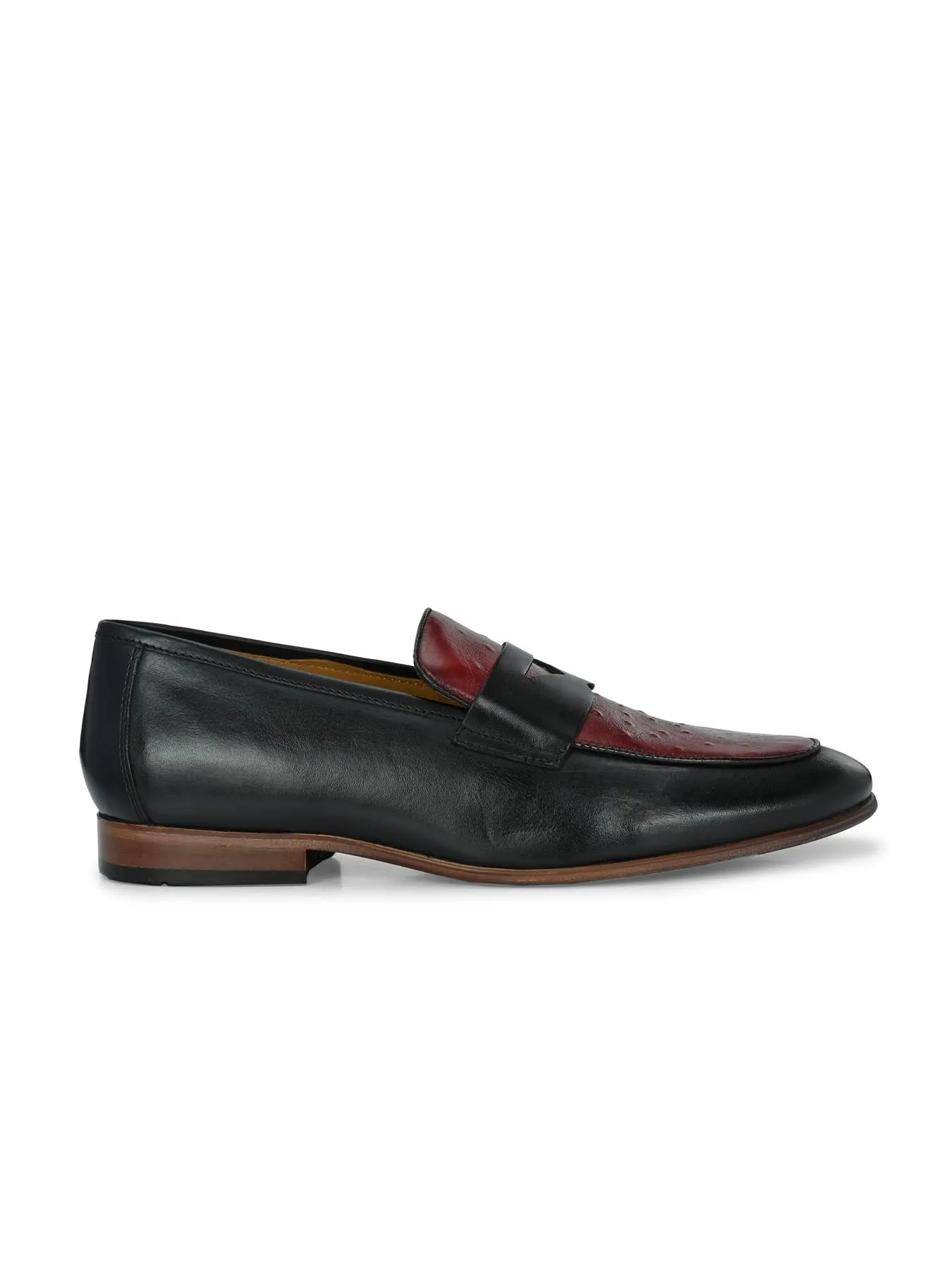 Alberto Torresi Genuine Leather Black Bordo Loafers For Men