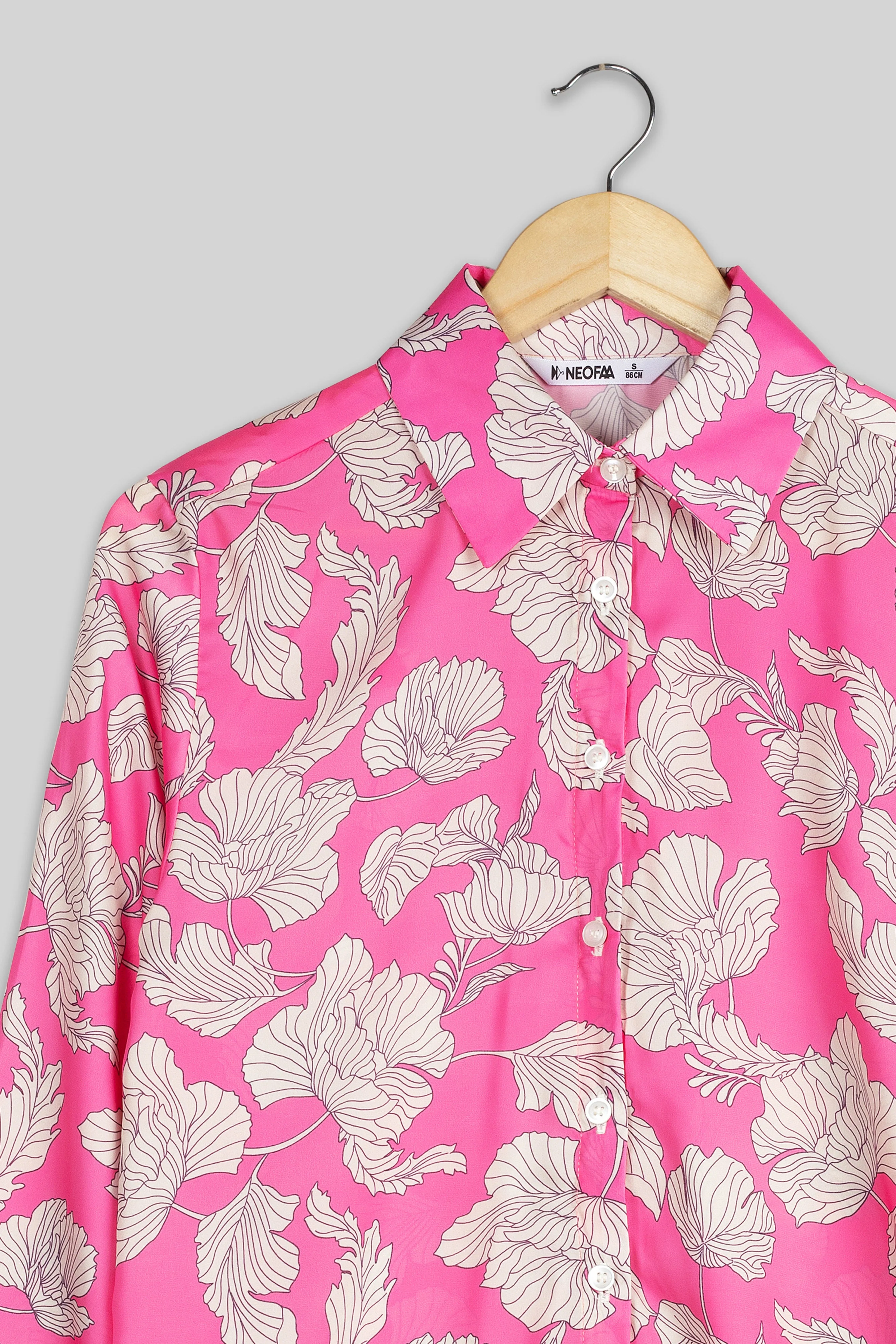 Ancient Pink Floral Shirt For Women