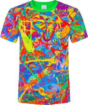 Animal Elephant Printed T-Shirt Design Neon Glows in UV