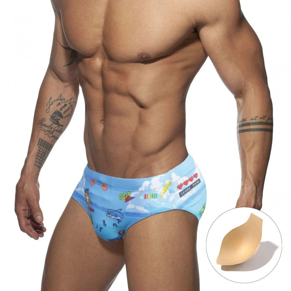 Animal Printed Pattern Sexy Low Waist Surfing Swimwear Briefs for Men