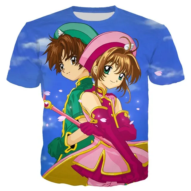 Anime Sakura Card Captor T Shirt 3D Print Anime Girl Short Sleeve Harajuku Clothing T Shirt Men Women Streetwear Tops