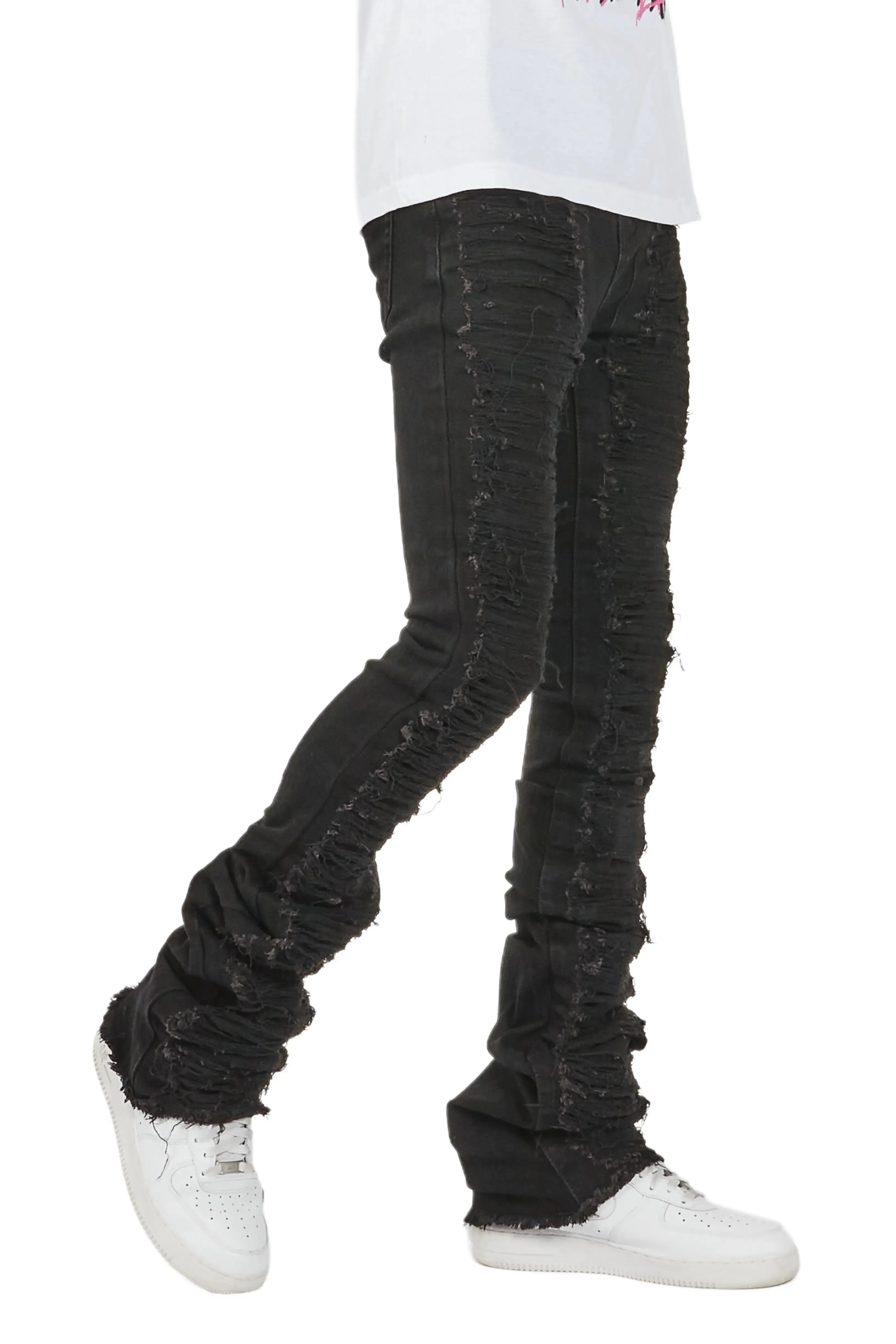 Astor Black Super Stacked Flare Jean