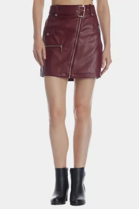 Asymmetrical Zip Faux Leather Biker Skirt