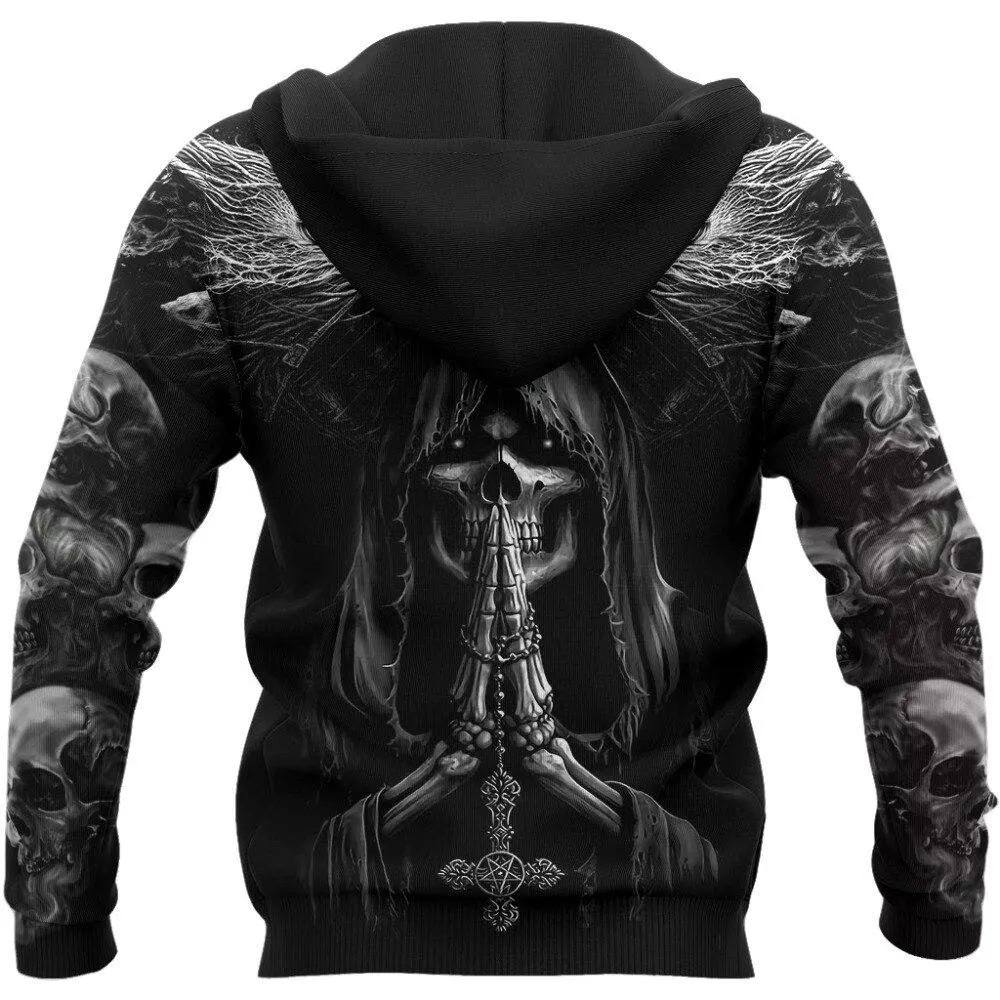 Autumn Fashion Viking Skull Tattoo 3D All Over Printed Unisex Hooded Sweatshirt