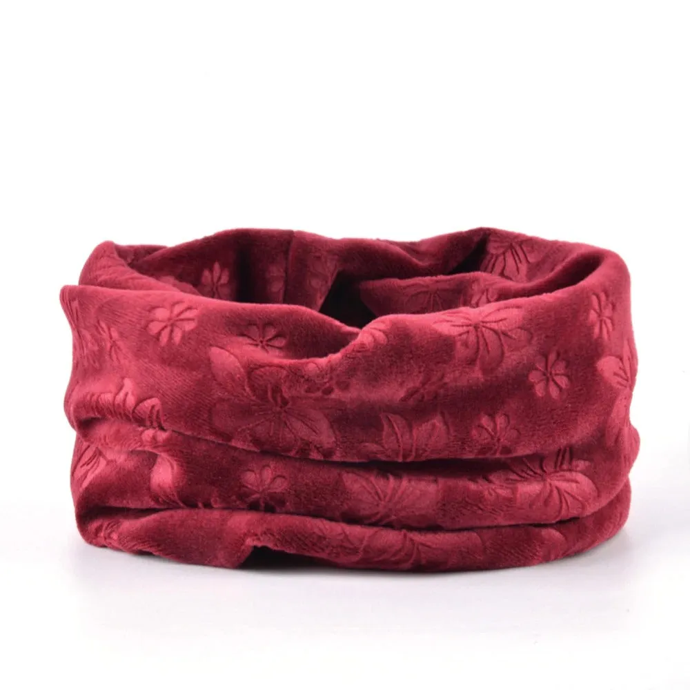 Autumn Velvet Casual Flower Collar Scarf Beanies Skullies for Outdoor