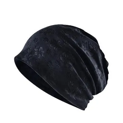 Autumn Velvet Casual Flower Collar Scarf Beanies Skullies for Outdoor