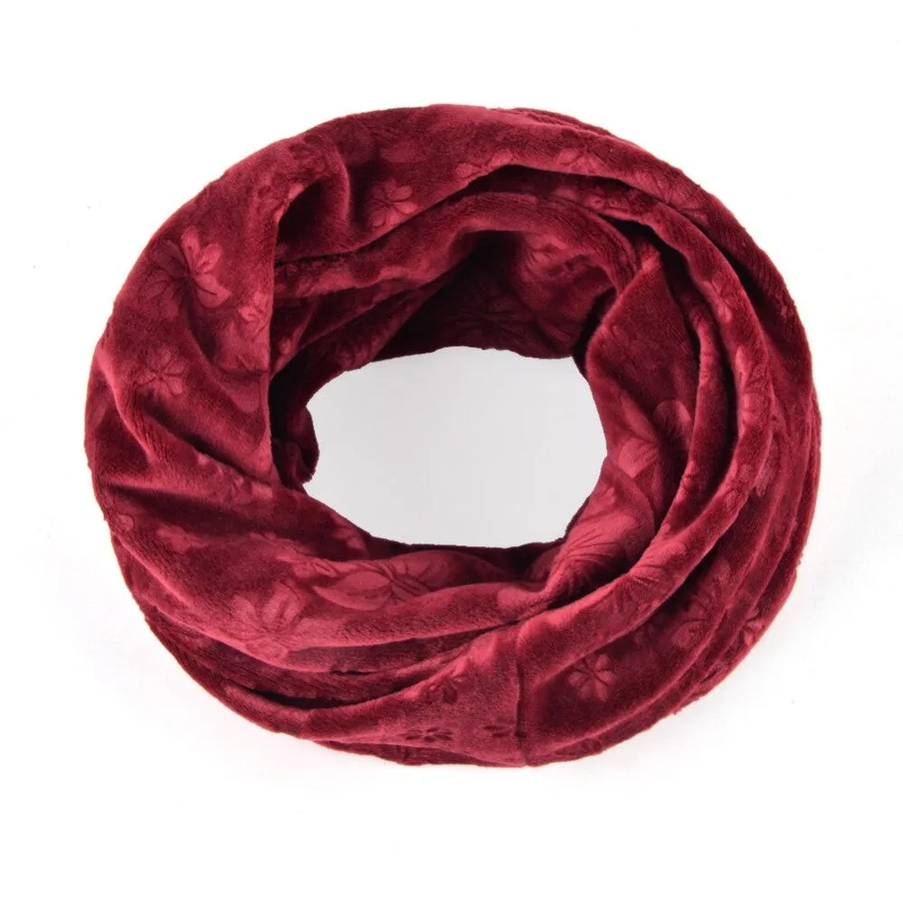 Autumn Velvet Casual Flower Collar Scarf Beanies Skullies for Outdoor