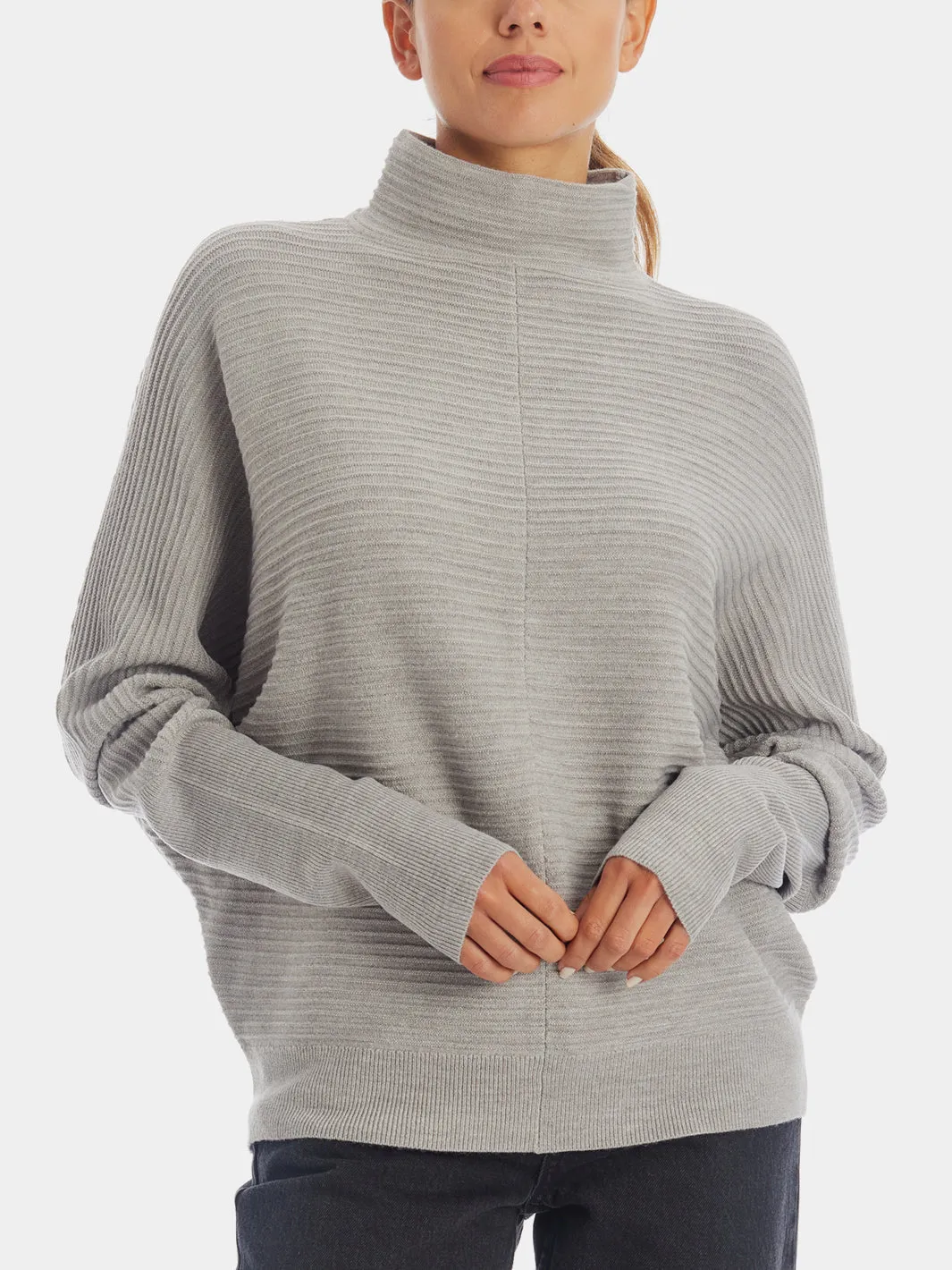 Babysoft Balloon Sleeve Mock Neck Sweater