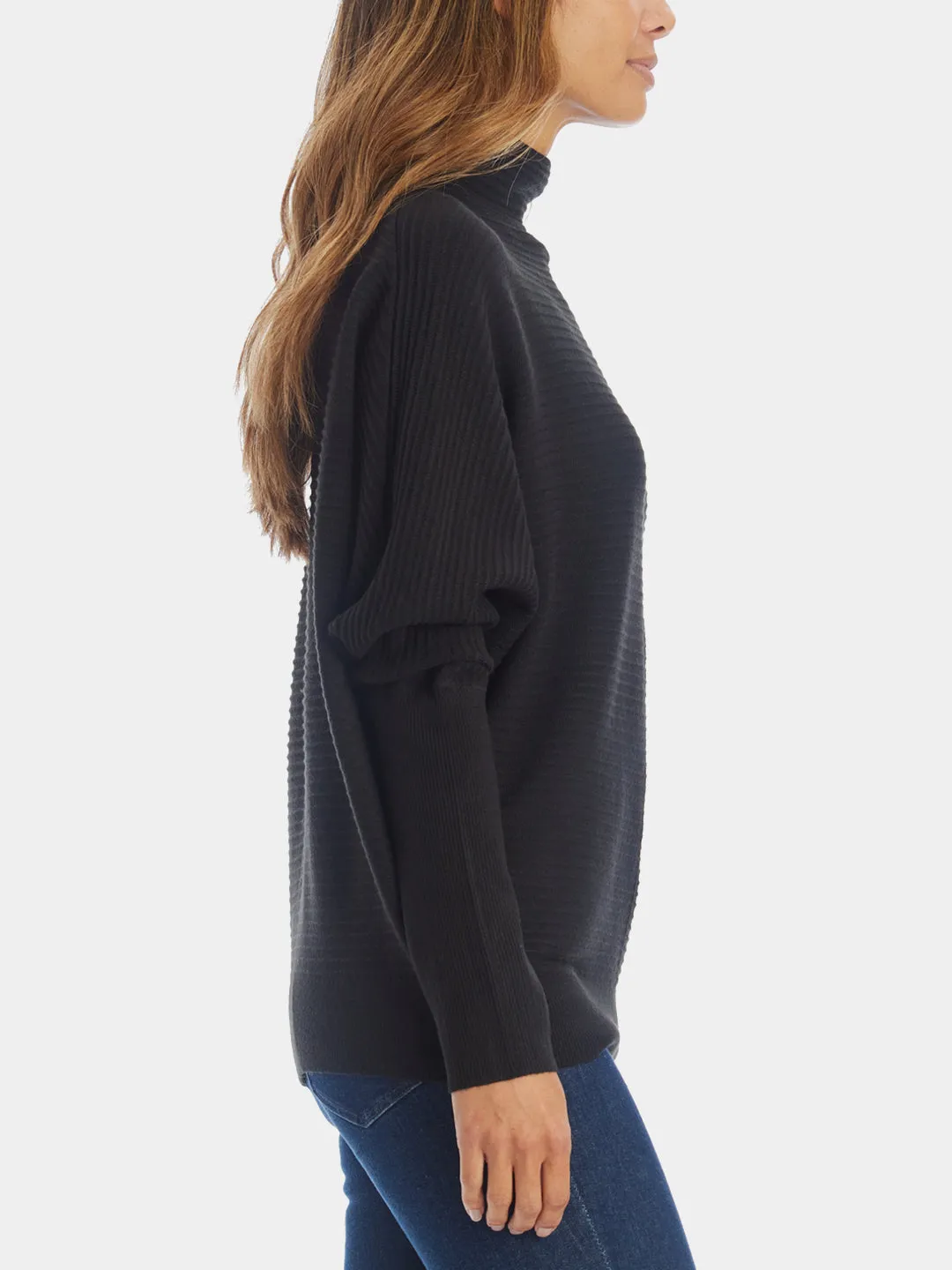 Babysoft Balloon Sleeve Mock Neck Sweater