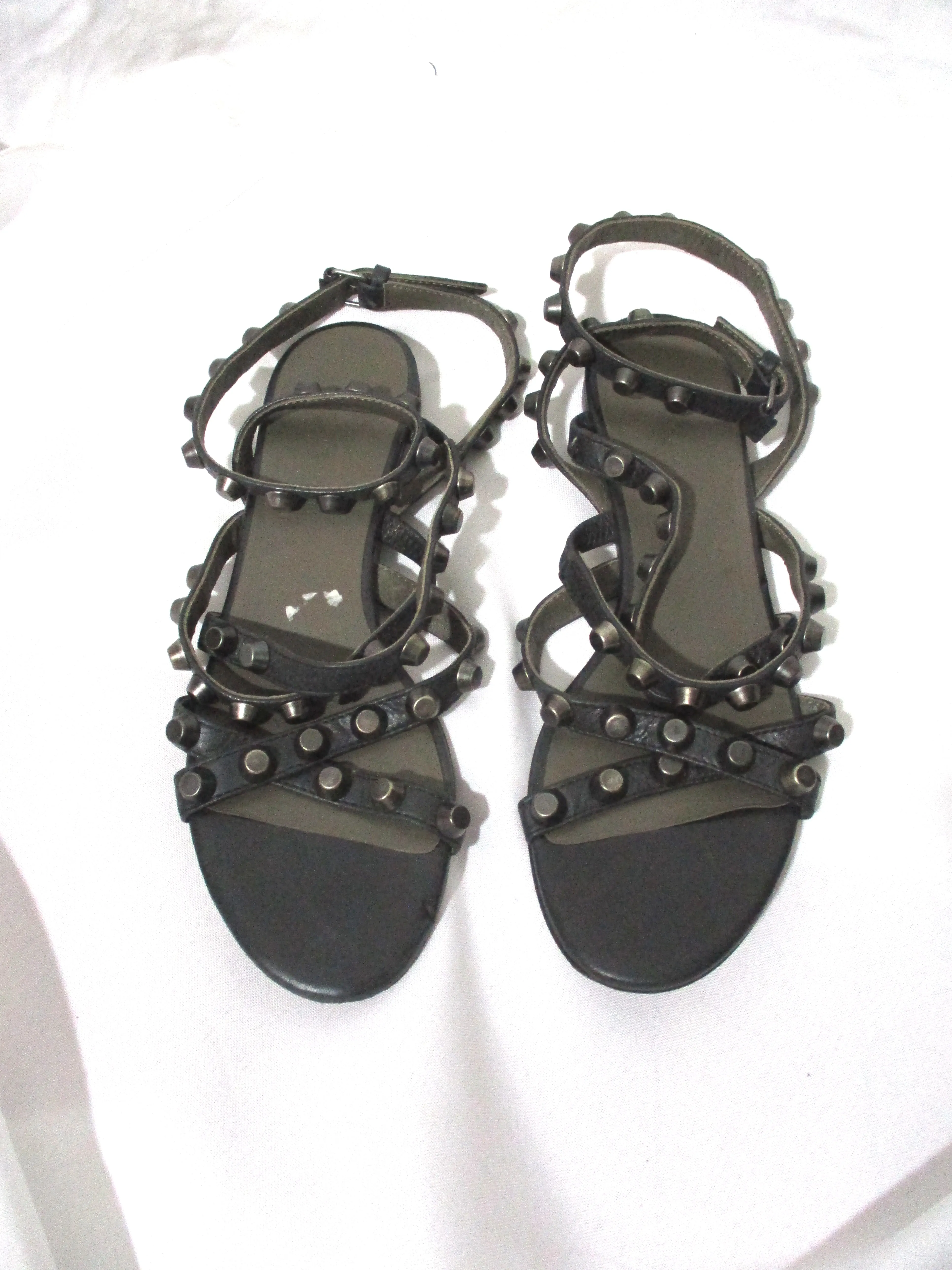 BALENCIAGA LEATHER  STUD Strappy Sandal Shoe 36 BLACK