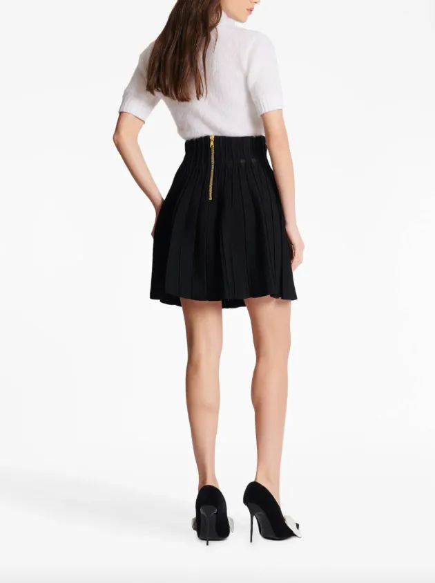 Balmain ribbed knit skater skirt