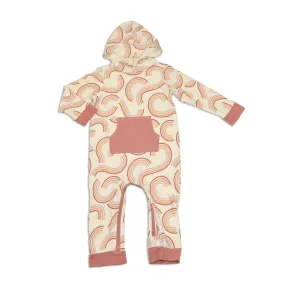 Bamboo Fleece Hooded Romper w/Zipper (Rainbow Twist Print)