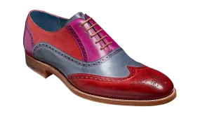 Barker Valiant Full Brogue Oxford Shoe - Red / Grey / Purple Hand Painted