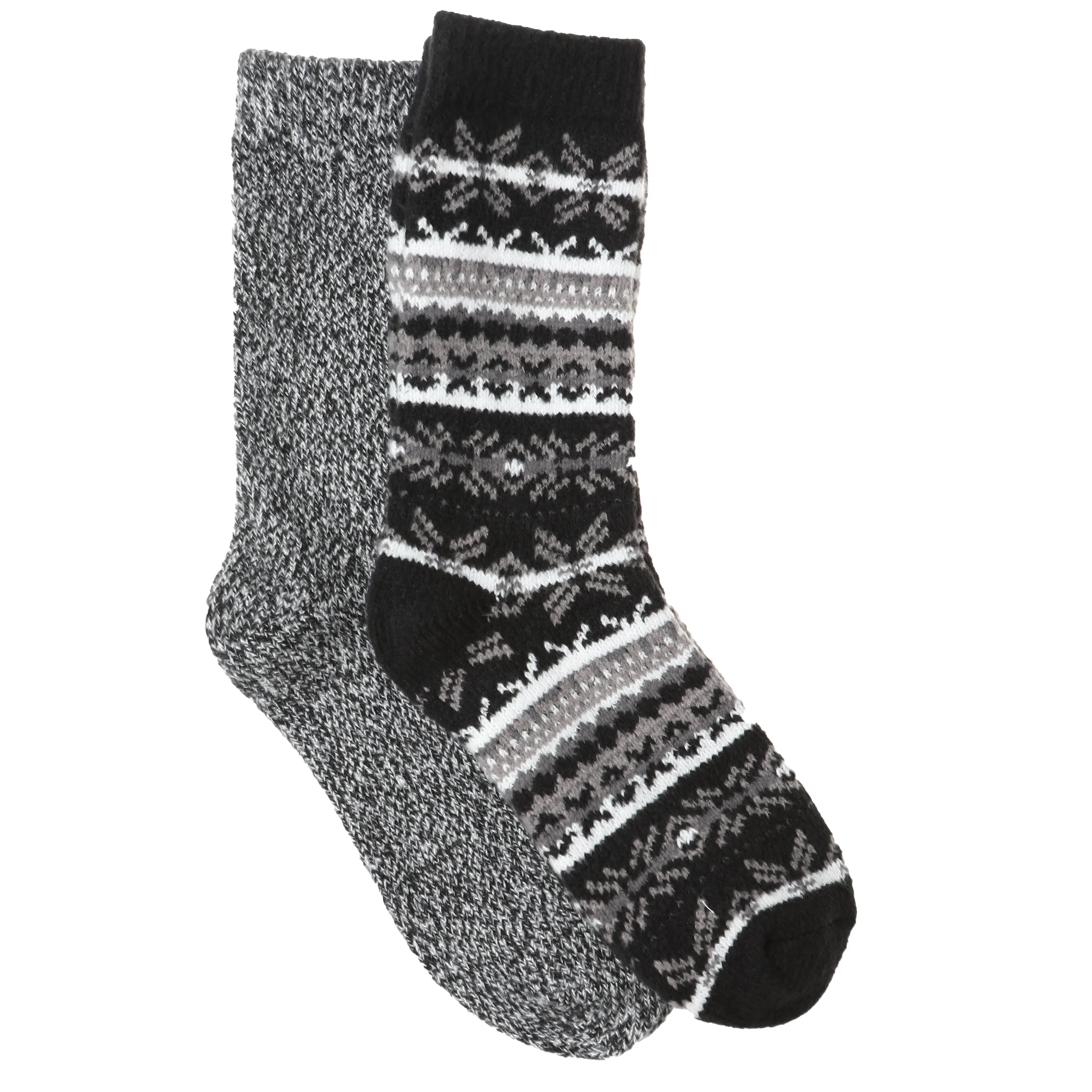 BEARPAW Pawz 2 Pairs Marled Pattern Fall Crew Knit Socks Soft Comfy Cute Boot Socks for Women - Warm Socks for Women