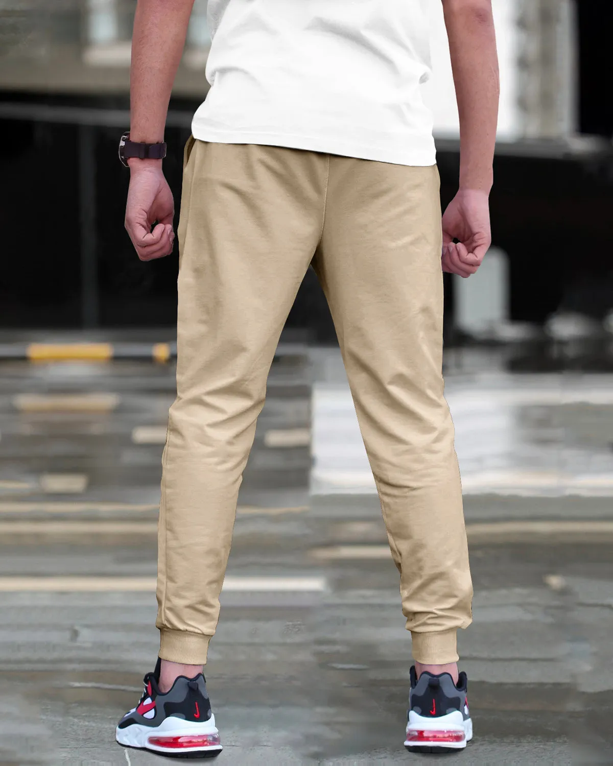 Beige Cargo Pant For Men Cuffed