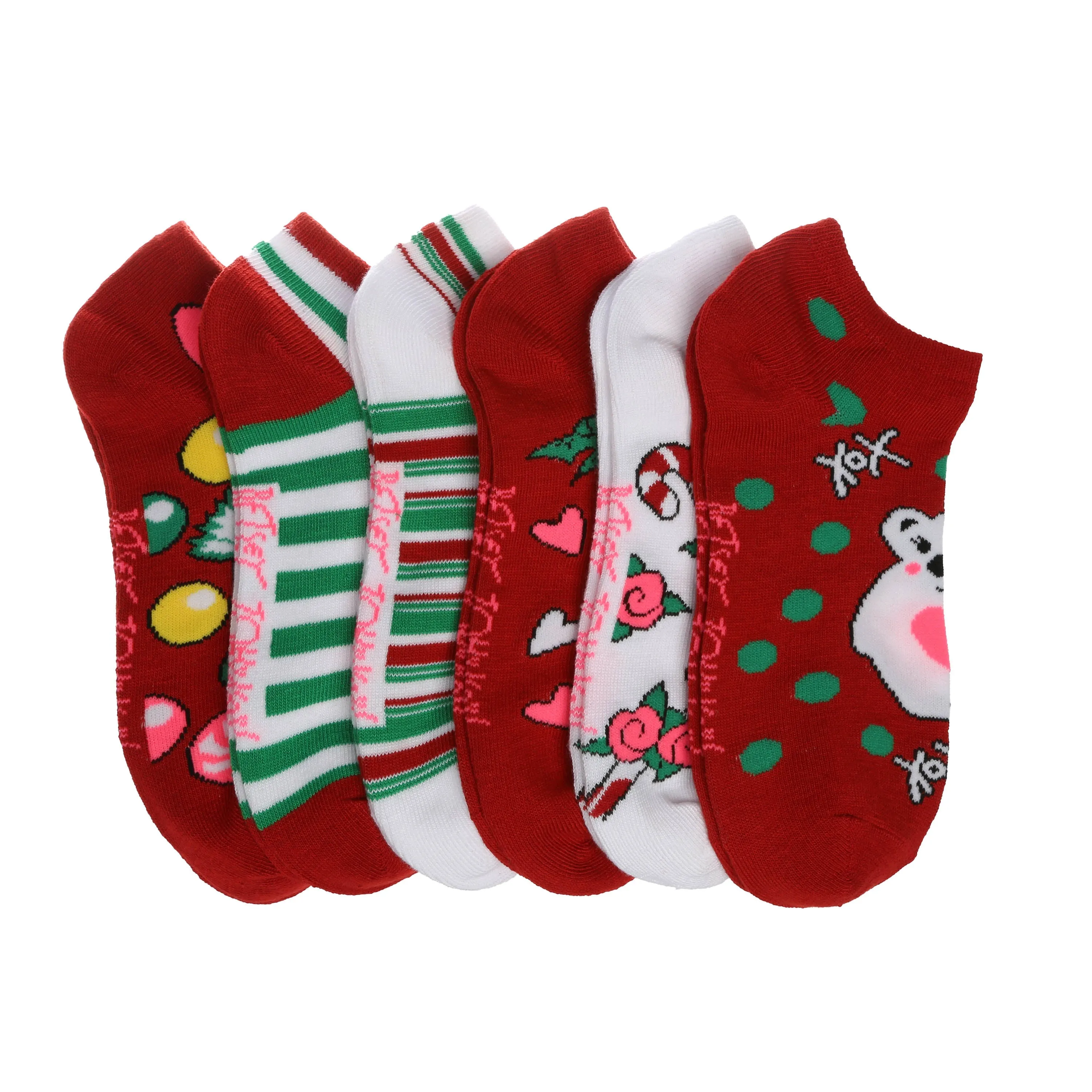 Betsey Johnson Women's 6 Pairs Low Cut Fun Christmas Socks - Soft and Comfy Holiday Socks for Women with Gift Box