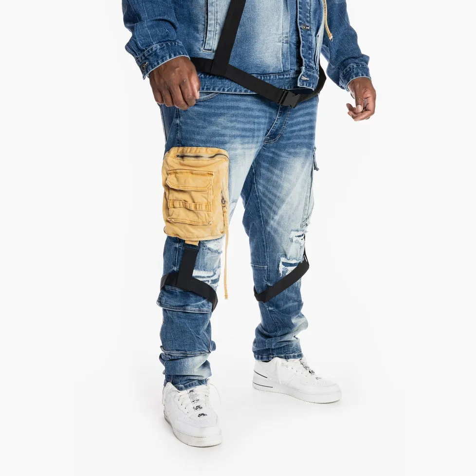 Big and Tall Utility Fashion Jeans - Bristol Blue