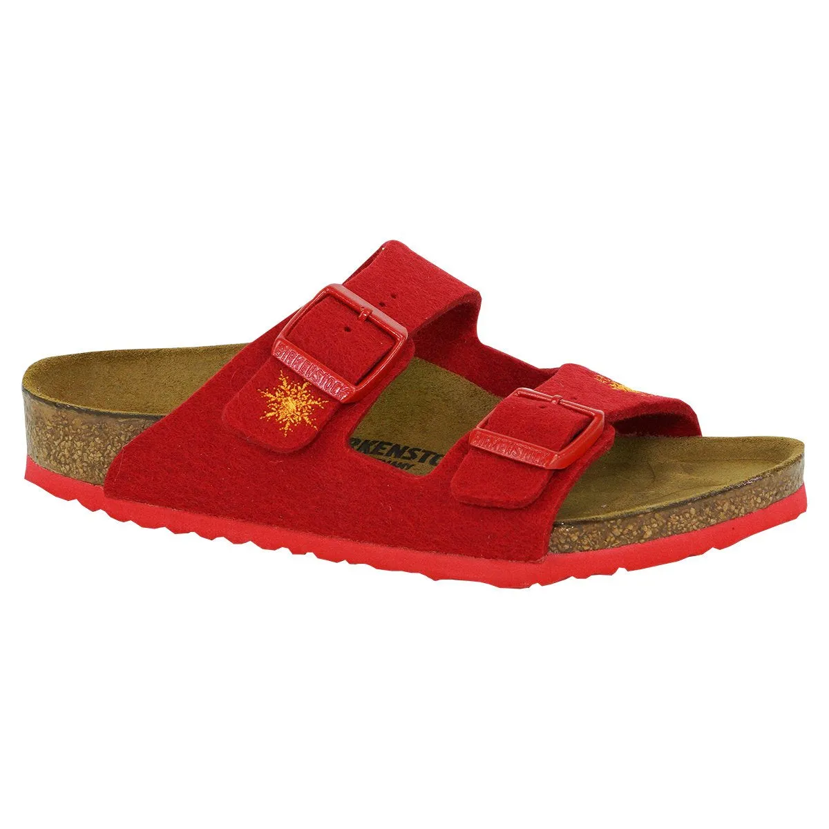 Birkenstock Kids' Arizona Sandals Wool Felt Snow Stars Red 27 N