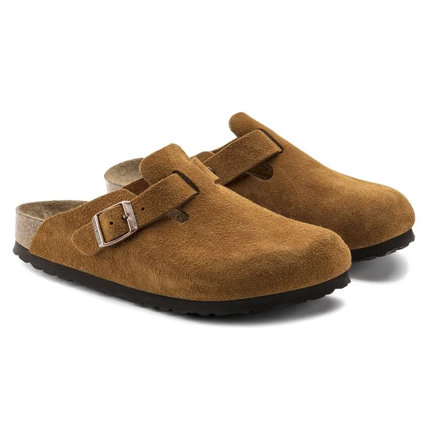 Birkenstock Men's Boston Soft Footbed Suede Leather (Mink - Regular Fit)