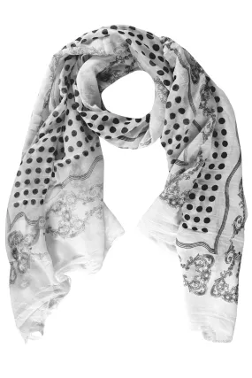 Black Cotton Blend Polka Dot Print Summer Shawls Scarf