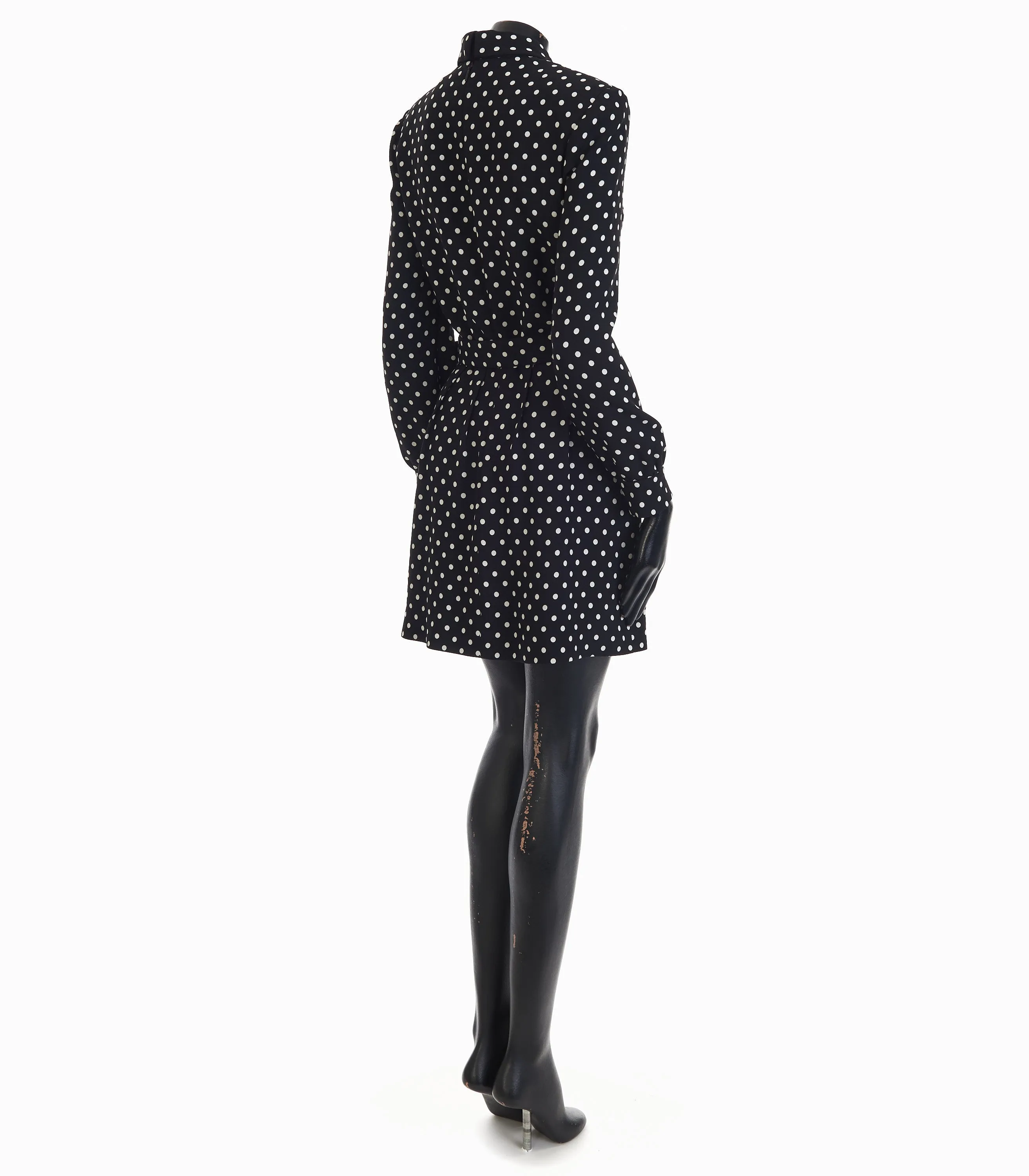 Black Short Polka Dot Dress - Crystal Embellished Belt