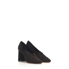 Black Suede Elliptic Heel High Décolleté Pump