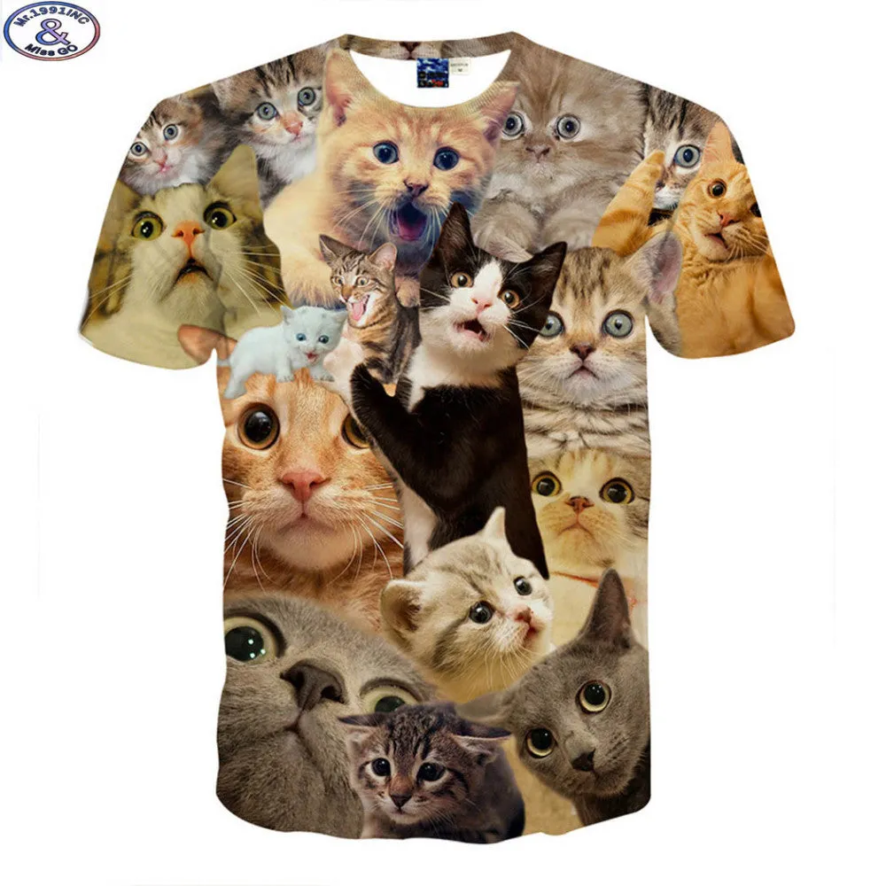 brand fashion cute super powers cartoon cat 3D t-shirt for boys