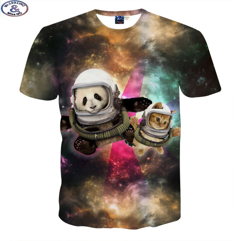 brand fashion cute super powers cartoon cat 3D t-shirt for boys