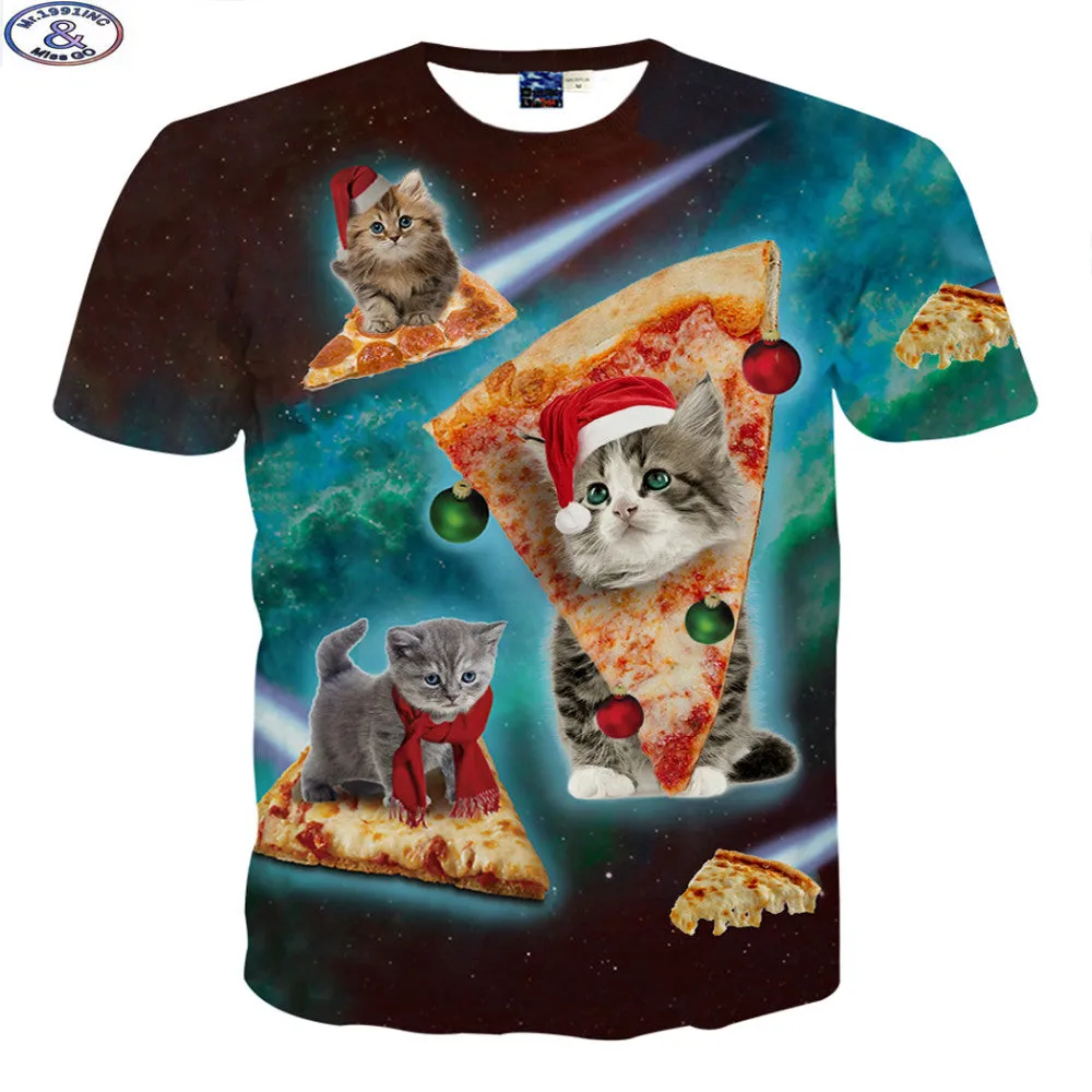 brand fashion cute super powers cartoon cat 3D t-shirt for boys