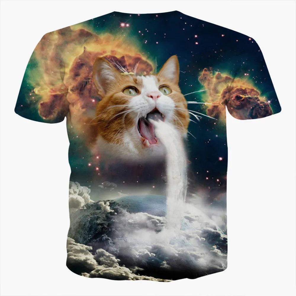 brand fashion cute super powers cartoon cat 3D t-shirt for boys