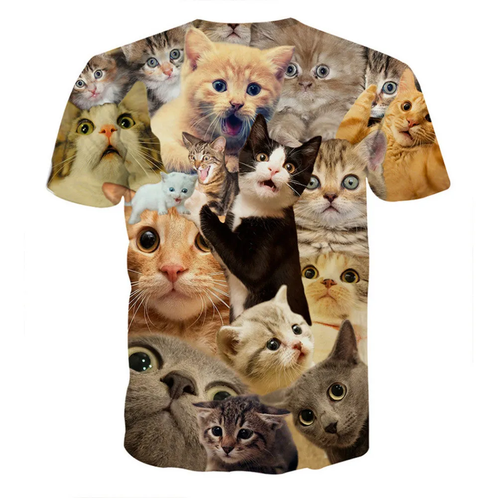 brand fashion cute super powers cartoon cat 3D t-shirt for boys