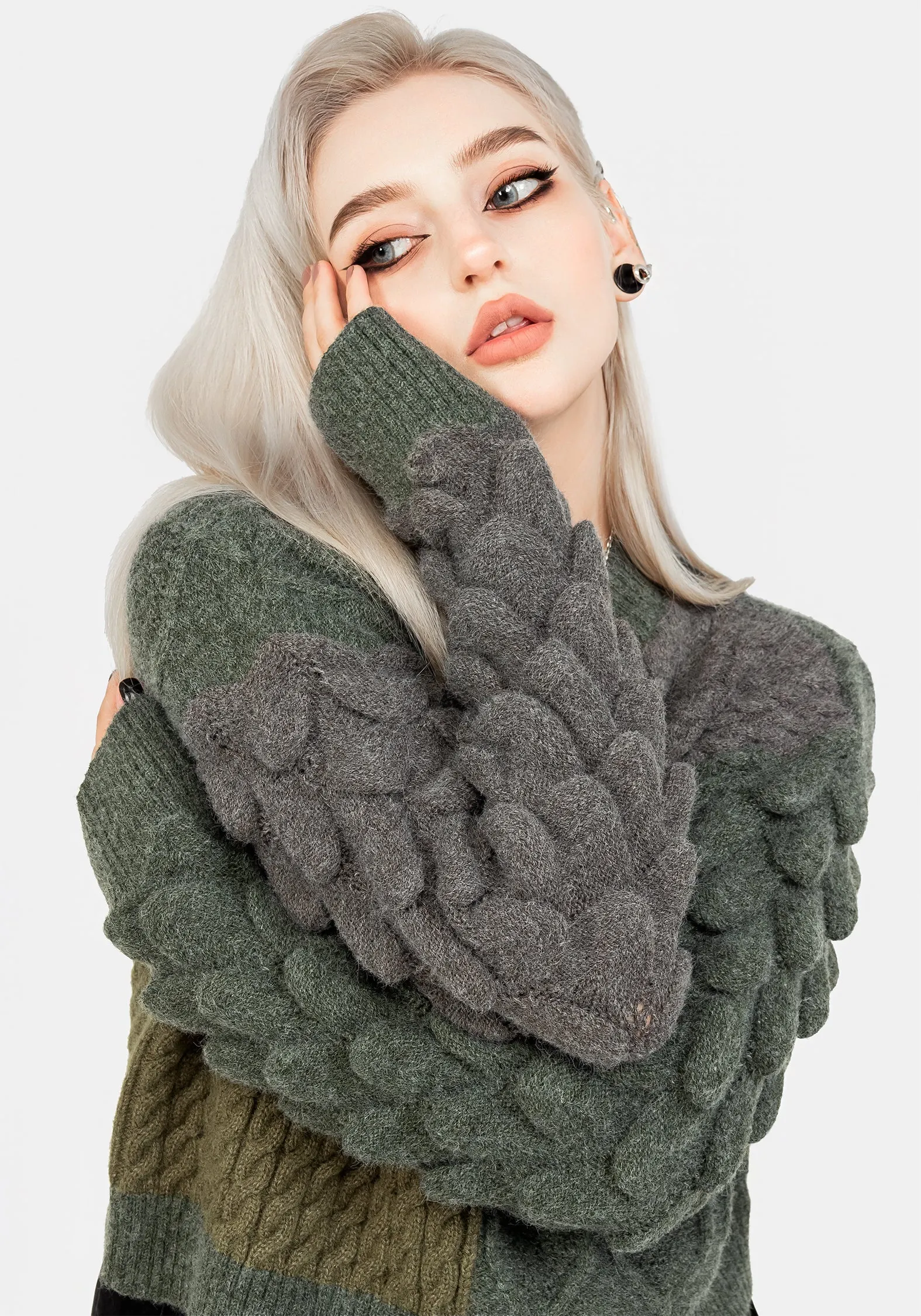 Brazen Spliced Crop Jumper In Cobra Green