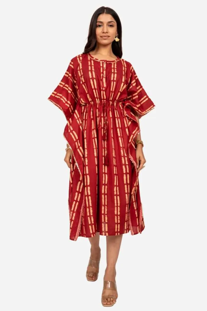 BRICK MAROON KAFTAN DRESS