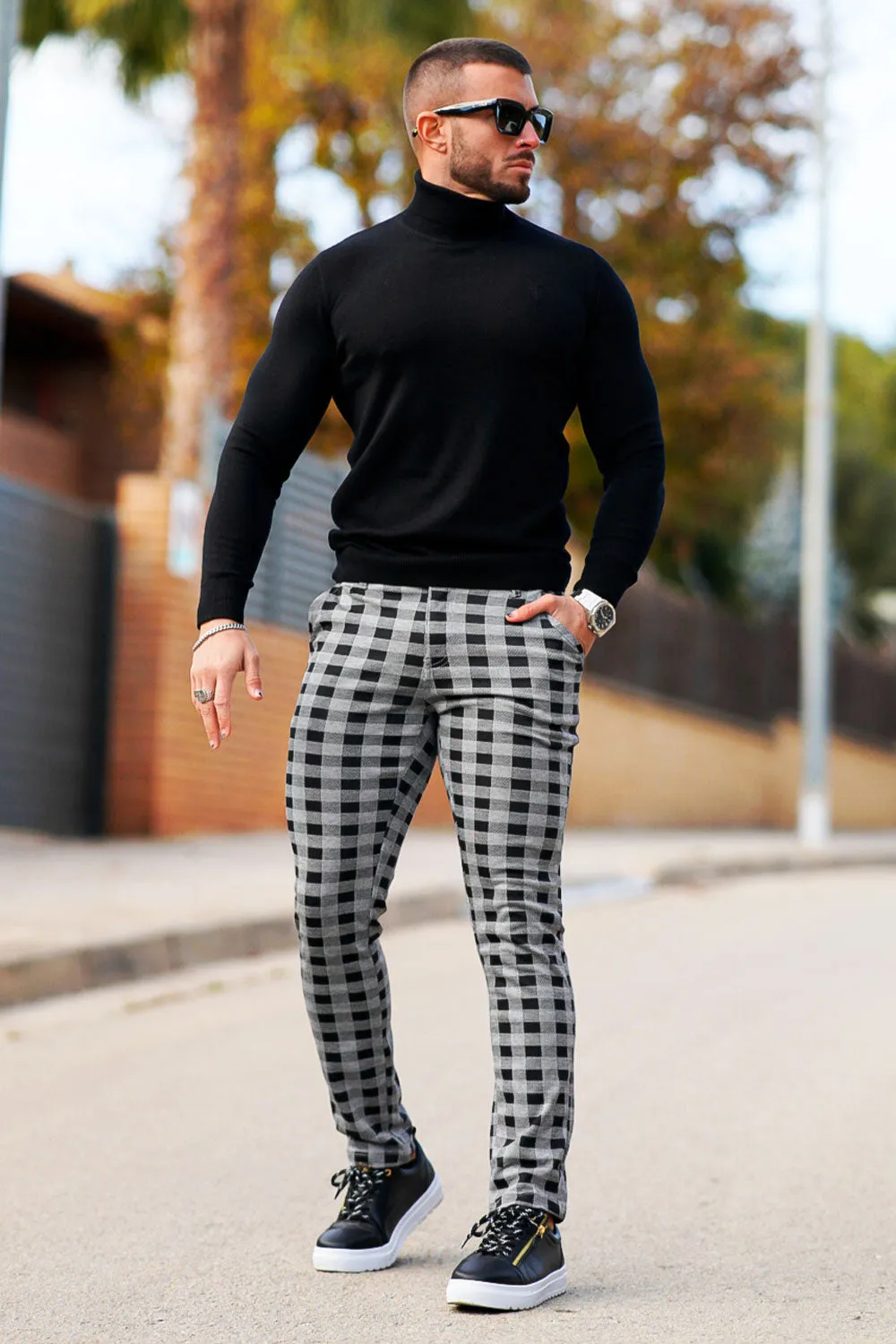 Buy $80 Free Shipping Skinny Plaid Pants