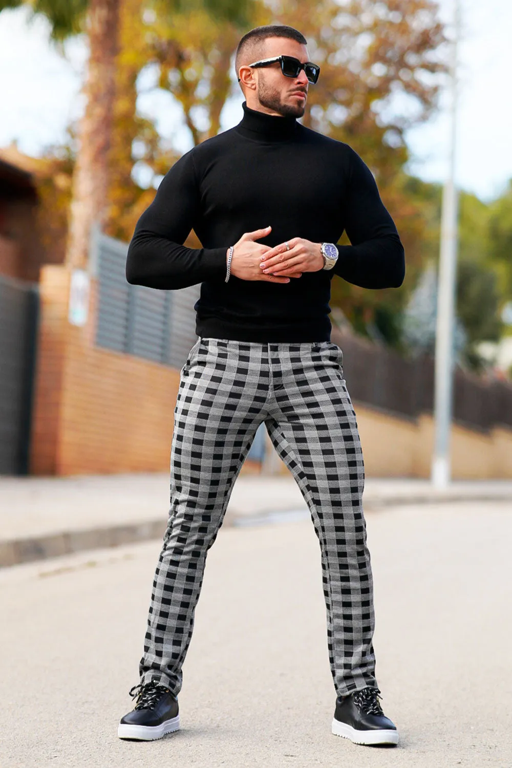 Buy $80 Free Shipping Skinny Plaid Pants