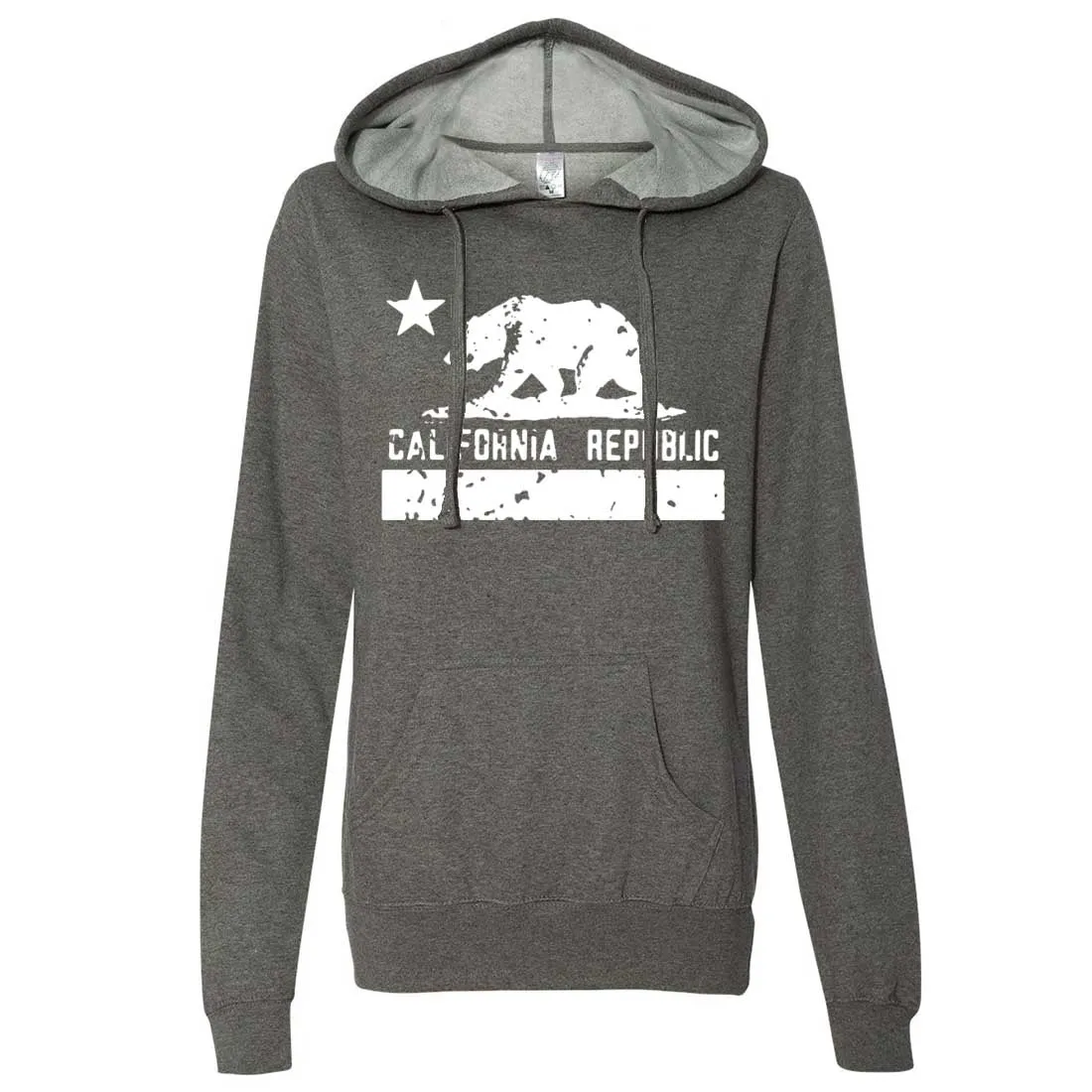 California Flag White Print Silhouette Ladies Fitted Hoodie