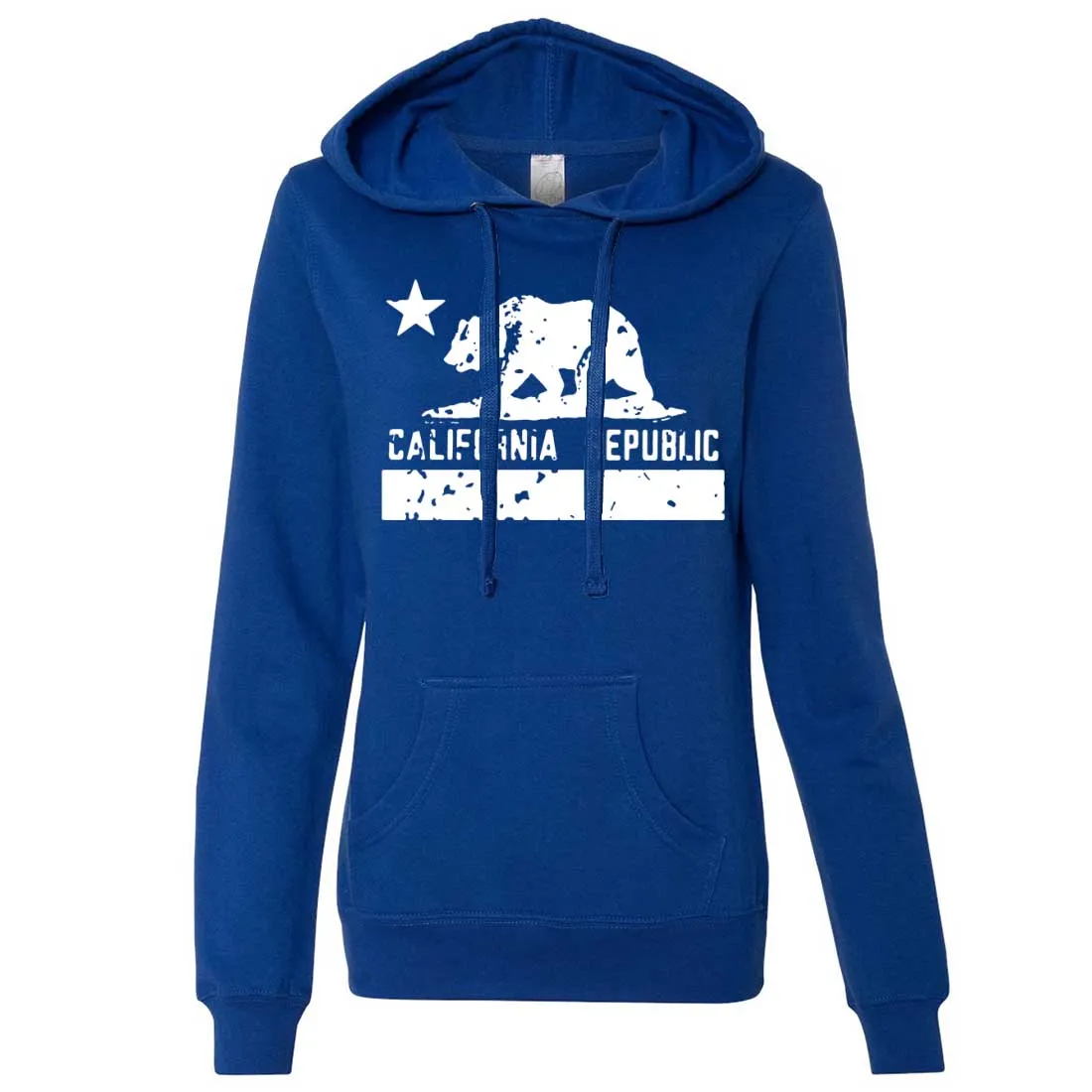 California Flag White Print Silhouette Ladies Fitted Hoodie