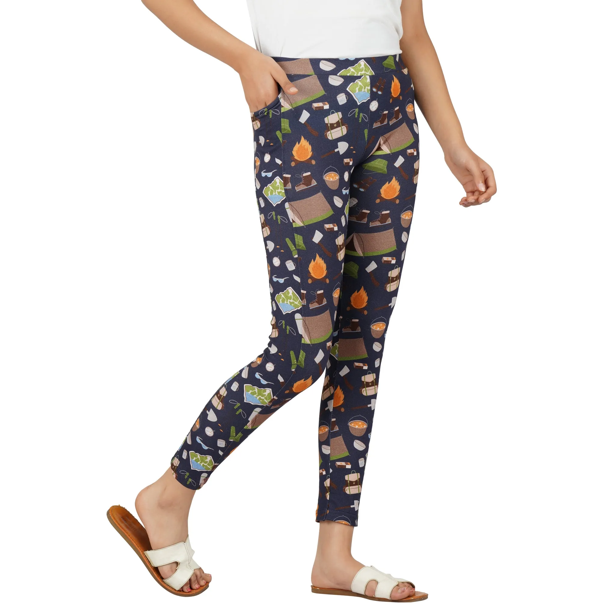 Camping Kids Leggings with Pockets