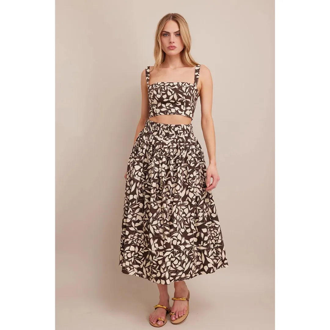 CARA CARA Pinecrest Midi Skirt, Mosaic Flora Soil