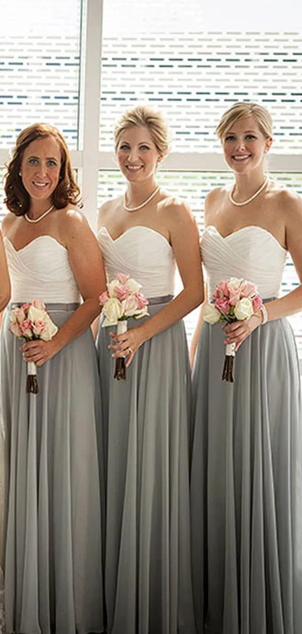 Cheap Long Elegant Sweetheart Strapless Simple Column Floor-Length Pleating  Bridesmaid Dresses, WG35