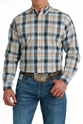 Cinch Men's Plaid Shirt -Lt Blue/Navy/Orange