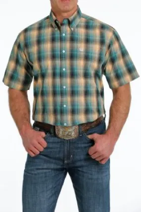 Cinch Men's Plaid Top - Teal