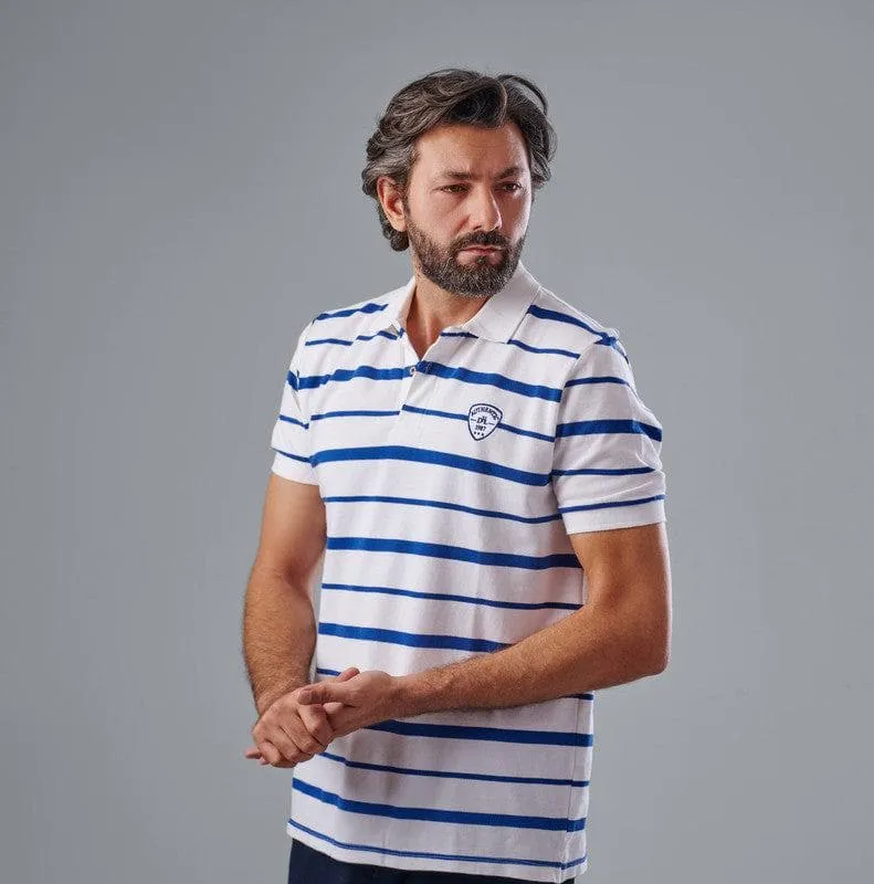 Classic Striped Polo Shirt - WHITE