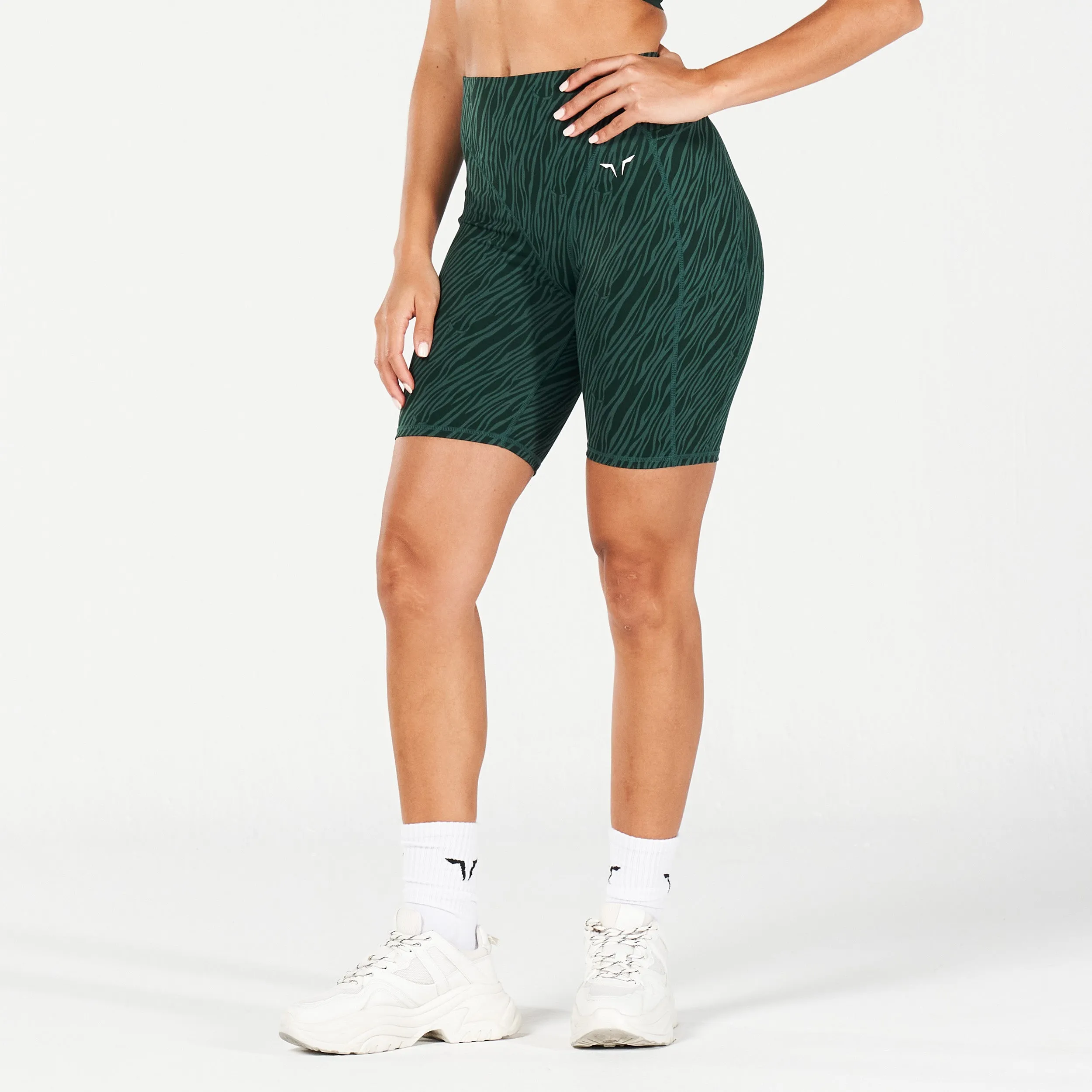 Core Wild Print Biker Shorts - Pine Grove